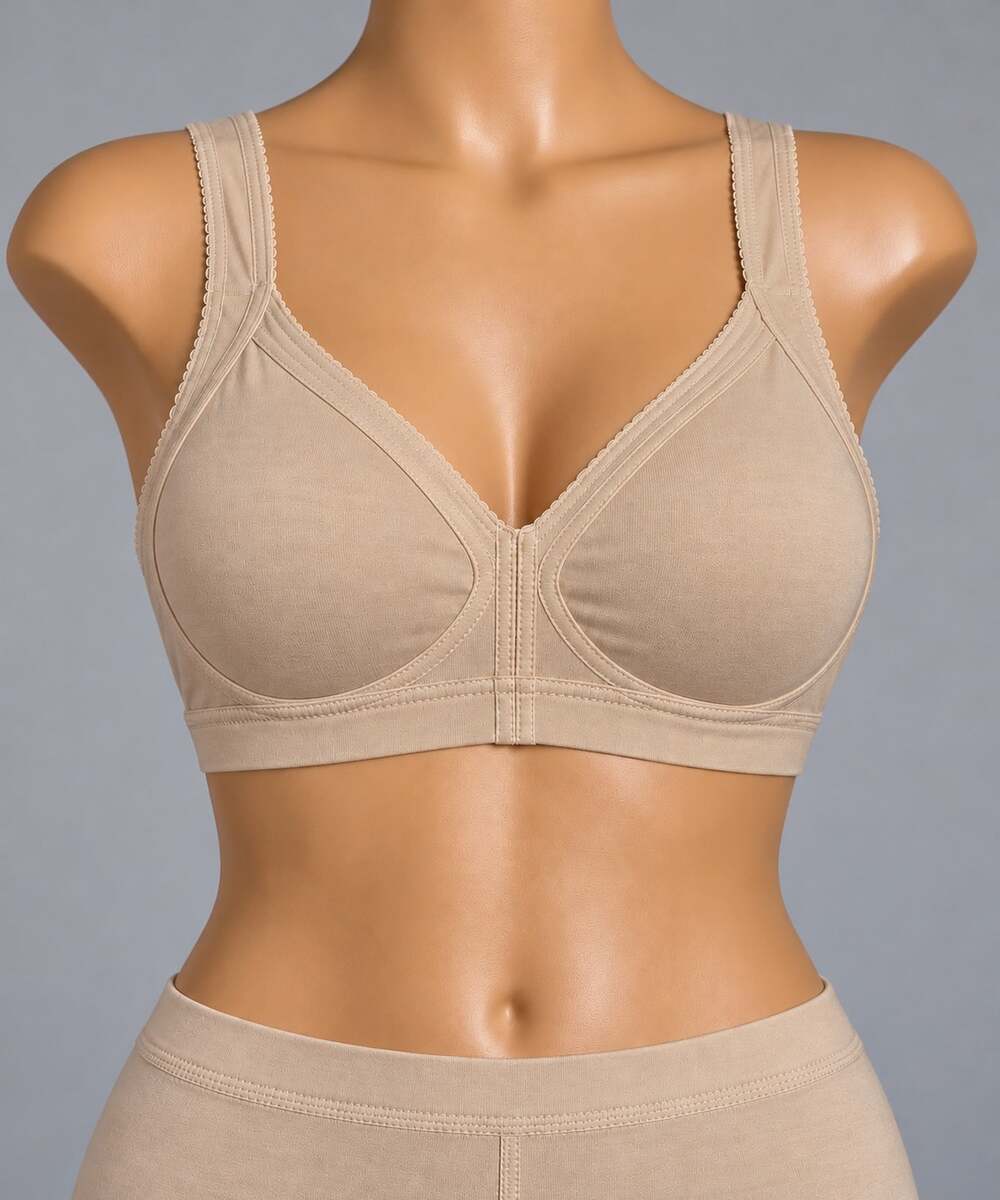 38C-DD 92% Cotton Leading Lady Bra front Hooks Wide Straps 17253